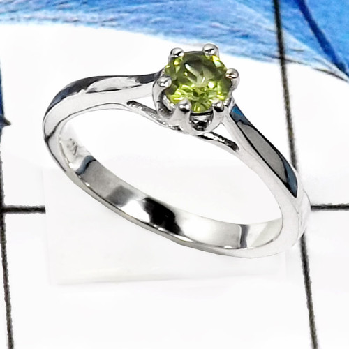 Peridot O - RSS821-Classic Cut Gemstones Handmade Fashion Rings 925 Sterling Silver