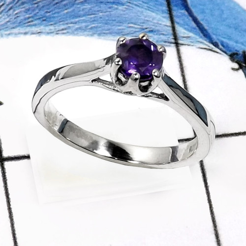 Amethyst Cut C - RSS819-Latest New Design Cut Gemstones Small Rings 925 Sterling Silver