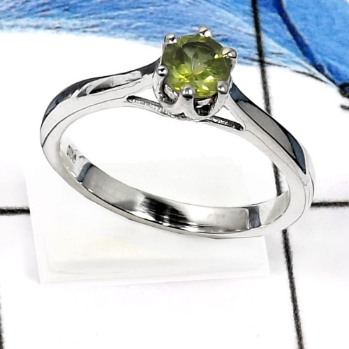 Peridot E - RSS819-Latest New Design Cut Gemstones Small Rings 925 Sterling Silver