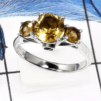 Citrine Cut I - RSS816-Stunning Three Stone Cut Gemstone Wedding Rings 925 Sterling Silver Citrine Cut I - RSS816-Stunning Three Stone Cut Gemstone Wedding Rings 925 Sterling Silver