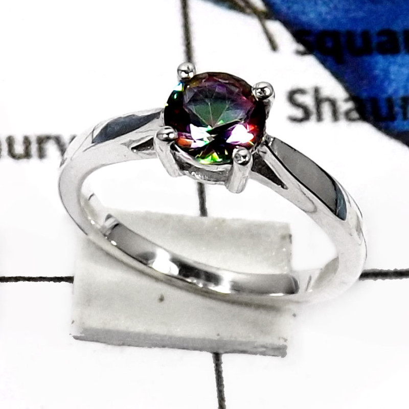 Mystic Quartz H - RSS814-Classic Cut Gemstones Handmade Light Weight Rings 925 Sterling Silver Mystic Quartz H - RSS814-Classic Cut Gemstones Handmade Light Weight Rings 925 Sterling Silver