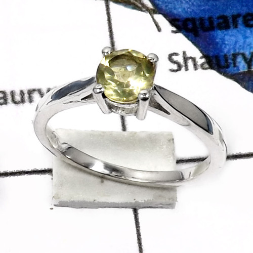 Lemon Quartz I - RSS814-Classic Cut Gemstones Handmade Light Weight Rings 925 Sterling Silver