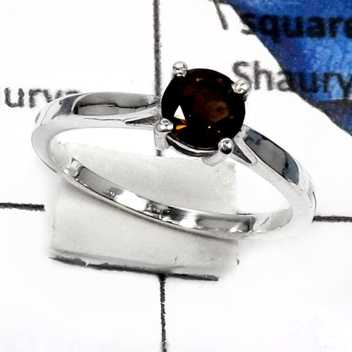 Smokey Quartz C - RSS813-Natural Cut Gemstone Colorful Designer Rings 925 Sterling Silver