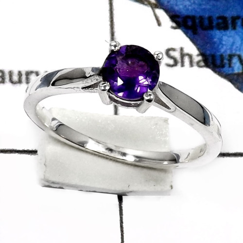 Amethyst Cut E - RSS813-Natural Cut Gemstone Colorful Designer Rings 925 Sterling Silver