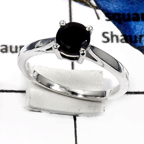Black Onyx Cut F - RSS813-Natural Cut Gemstone Colorful Designer Rings 925 Sterling Silver