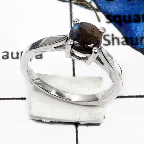 Labradorite K - RSS813-Natural Cut Gemstone Colorful Designer Rings 925 Sterling Silver