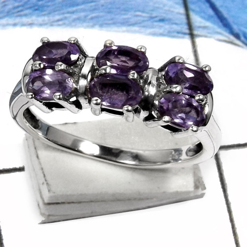 Amethyst Cut D - RSS811-Latest New Design Cut Gemstones Wholesale Rings 925 Sterling Silver