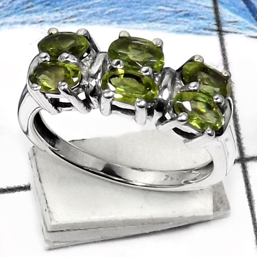 Peridot E - RSS811-Latest New Design Cut Gemstones Wholesale Rings 925 Sterling Silver