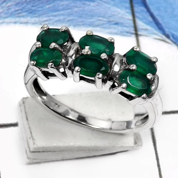 Green Onyx H - RSS811-Latest New Design Cut Gemstones Wholesale Rings 925 Sterling Silver