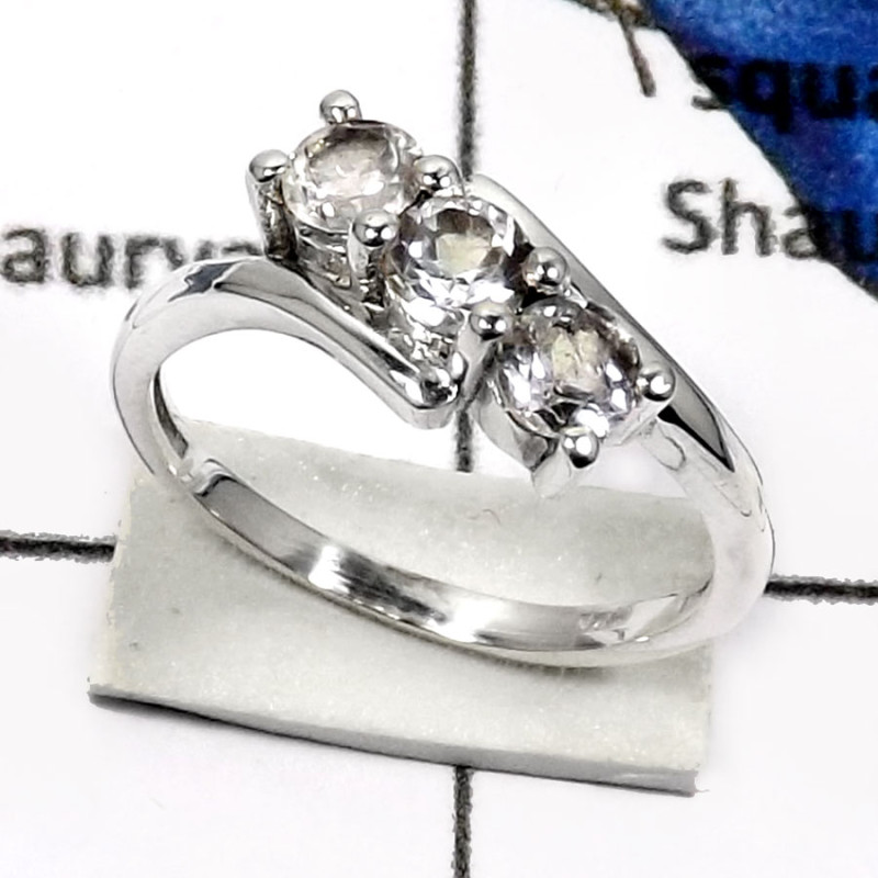 Crystal Quartz C - RSS810-Eye Catching Cut Gemstone Weddings Rings 925 Sterling Silver Crystal Quartz C - RSS810-Eye Catching Cut Gemstone Weddings Rings 925 Sterling Silver