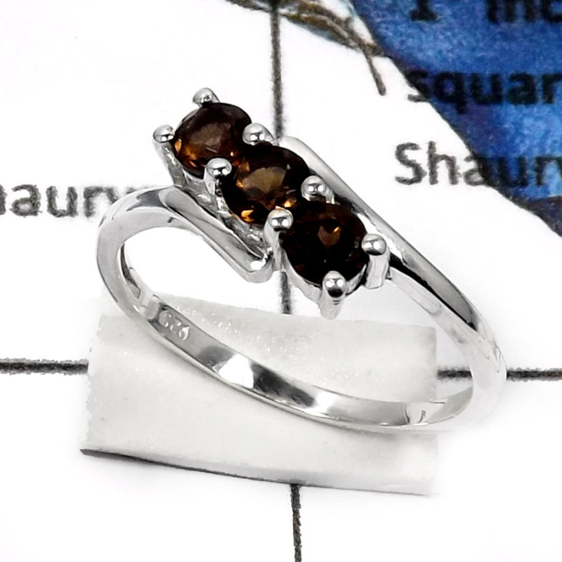 Smokey Quartz Cut F - RSS810-Eye Catching Cut Gemstone Weddings Rings 925 Sterling Silver Smokey Quartz Cut F - RSS810-Eye Catching Cut Gemstone Weddings Rings 925 Sterling Silver