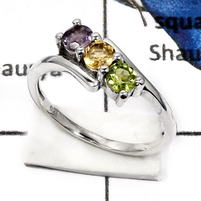 Peridot,Citrine & Amethyst G - RSS810-Eye Catching Cut Gemstone Weddings Rings 925 Sterling Silver Peridot,Citrine & Amethyst G - RSS810-Eye Catching Cut Gemstone Weddings Rings 925 Sterling Silver
