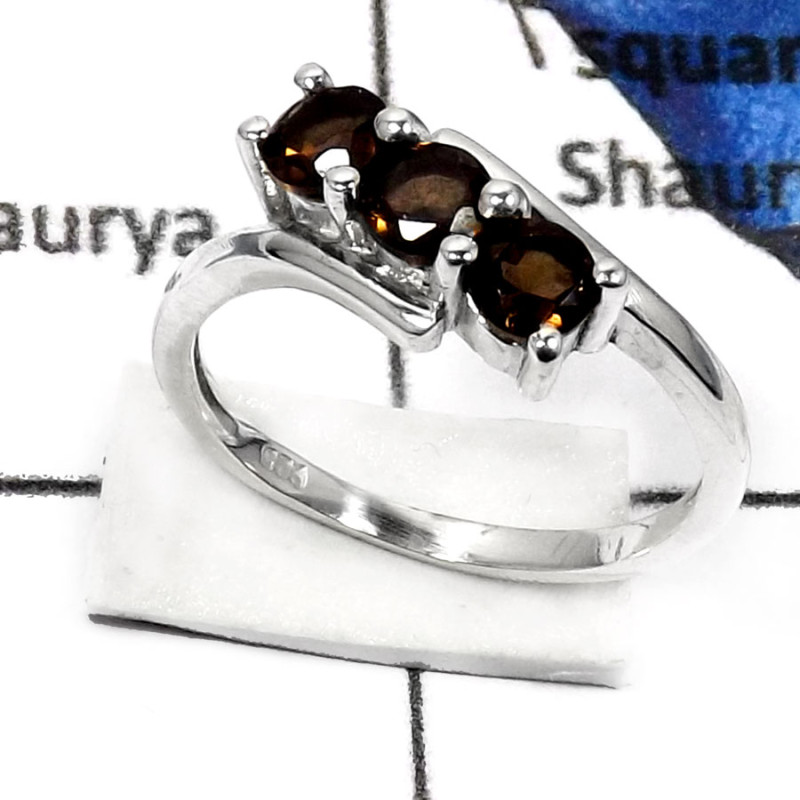 Smokey Cut H - RSS810-Eye Catching Cut Gemstone Weddings Rings 925 Sterling Silver Smokey Cut H - RSS810-Eye Catching Cut Gemstone Weddings Rings 925 Sterling Silver