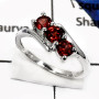 Garnet Cut L - RSS810-Eye Catching Cut Gemstone Weddings Rings 925 Sterling Silver