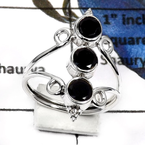 Black Onyx Cut B - RSS808-Latest New Design Handmade Rings 925 Sterling Silver