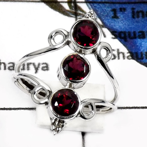 Garnet Cut O - RSS808-Latest New Design Handmade Rings 925 Sterling Silver