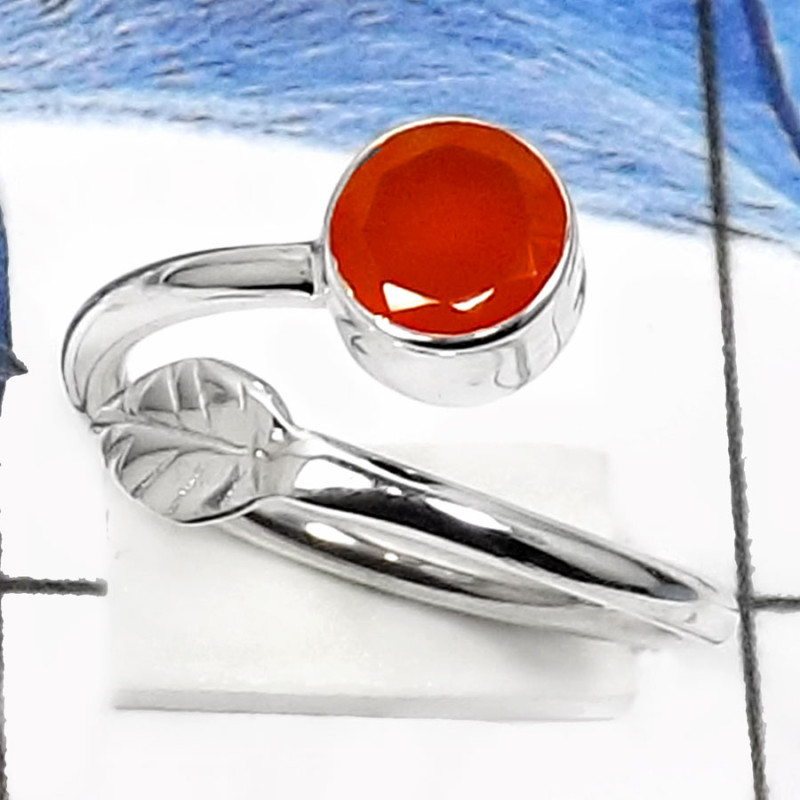 Carnelian C - SDR520-7x7 Round Cut Gemstones Designer Wholesale Rings 925 Sterling Silver