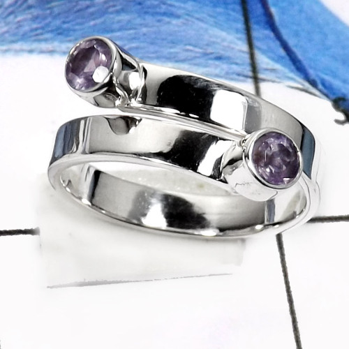 Amethyst Cut B - RSS806-Fabulous Cut Gemstones Handmade Designer Rings 925 Sterling Silver