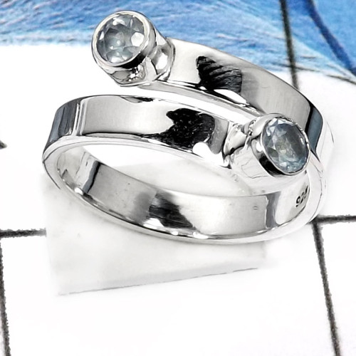 Blue Topaz D - RSS806-Fabulous Cut Gemstones Handmade Designer Rings 925 Sterling Silver