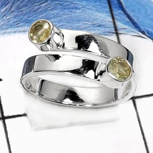 Lemon Quartz H - RSS806-Fabulous Cut Gemstones Handmade Designer Rings 925 Sterling Silver
