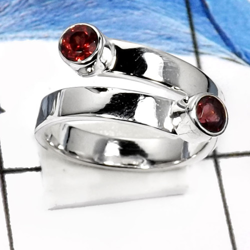 Garnet Cut I - RSS806-Fabulous Cut Gemstones Handmade Designer Rings 925 Sterling Silver