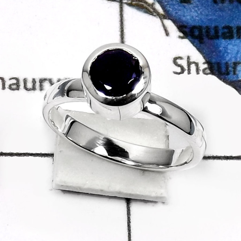 Iolite Cut G - PSR737-Classic Cut Gemstones Light Weight Rings 925 Sterling Silver