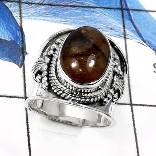 Chastolite N - SDR518-Attracting Cabochon Gemstones Designer Wholesale Rings 925 Sterling Silver