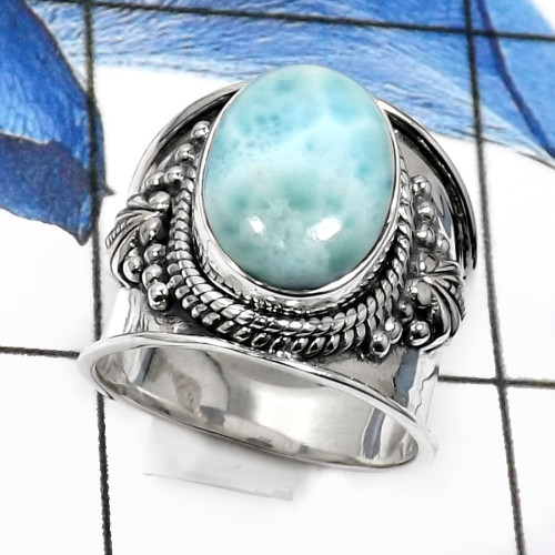 Larimar Cab B - SDR517-Amazing Party Look Handmade Fashion Rings 925 Sterling Silver Larimar Cab B - SDR517-Amazing Party Look Handmade Fashion Rings 925 Sterling Silver