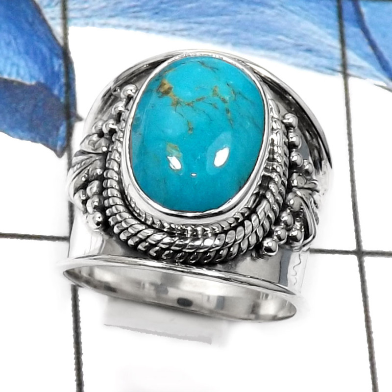 Blue Turquoise C - SDR517-Amazing Party Look Handmade Fashion Rings 925 Sterling Silver Blue Turquoise C - SDR517-Amazing Party Look Handmade Fashion Rings 925 Sterling Silver