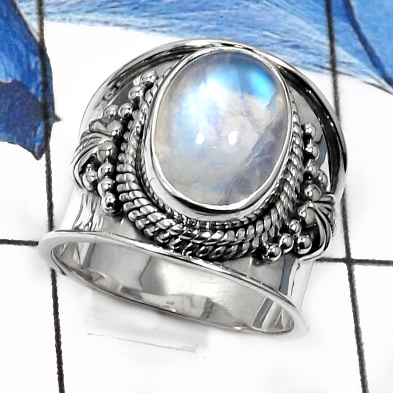 Rainbow Moonstone D - SDR517-Amazing Party Look Handmade Fashion Rings 925 Sterling Silver Rainbow Moonstone D - SDR517-Amazing Party Look Handmade Fashion Rings 925 Sterling Silver