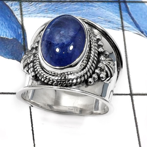Tanzanite Cab F - SDR517-Amazing Party Look Handmade Fashion Rings 925 Sterling Silver