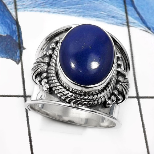 Lapis Lazuli H - SDR517-Amazing Party Look Handmade Fashion Rings 925 Sterling Silver