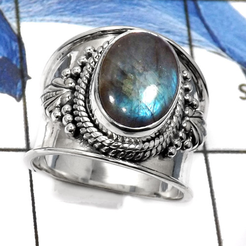 Labradorite Cab O - SDR517-Amazing Party Look Handmade Fashion Rings 925 Sterling Silver