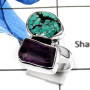Tibet Turquoise & Amethyst Rough D - SRR977-Natural Rough Gemstone Plain Rings 925 Sterling Silver