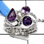 Amethyst Cut E - RSS801-Natural Cut Gemstones Designer Rings 925 Sterling Silver