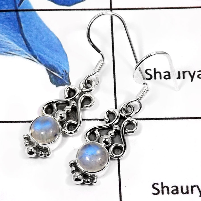 Rainbow Moonstone I - SDE571-Elegant Party Look Designer Earrings 925 Sterling Silver Rainbow Moonstone I - SDE571-Elegant Party Look Designer Earrings 925 Sterling Silver