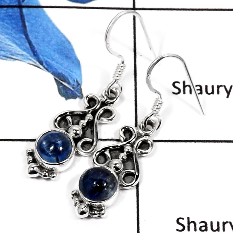 Blue Kyanite D - SDE570-Exclusive Cut Gemstones Light Weight Earrings 925 Sterling Silver Blue Kyanite D - SDE570-Exclusive Cut Gemstones Light Weight Earrings 925 Sterling Silver