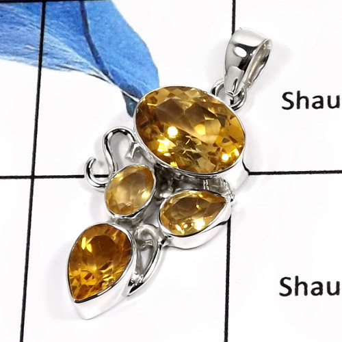 Citrine Cut O - SSP759-Amazing Party Wear Designer Pendants 925 Sterling Silver Citrine Cut O - SSP759-Amazing Party Wear Designer Pendants 925 Sterling Silver