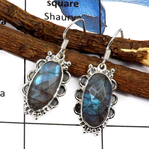 Labradorite Cab I - SDE561-Beautiful Cabochon Gemstones Designer Wholesale Earrings 925 Sterling Silver