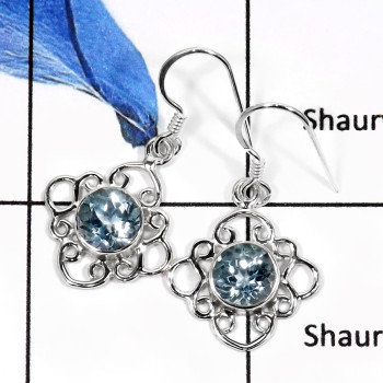 Blue Topaz E - SDE555-Stunning Cut Gemstone Designer Wholesale Earrings 925 Sterling Silver Blue Topaz E - SDE555-Stunning Cut Gemstone Designer Wholesale Earrings 925 Sterling Silver