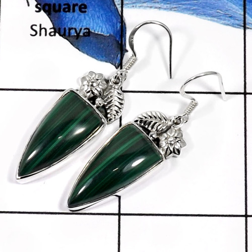 Malachite A - SDE554-Attracting Cabochon Gemstones Fashionable Earrings 925 Sterling Silver Malachite A - SDE554-Attracting Cabochon Gemstones Fashionable Earrings 925 Sterling Silver