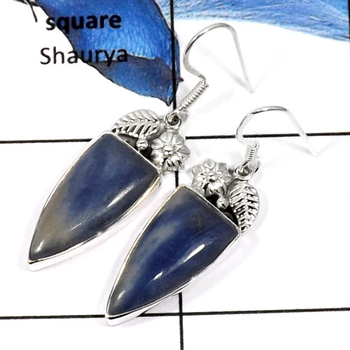 Sodalite Cab E - SDE554-Attracting Cabochon Gemstones Fashionable Earrings 925 Sterling Silver Sodalite Cab E - SDE554-Attracting Cabochon Gemstones Fashionable Earrings 925 Sterling Silver
