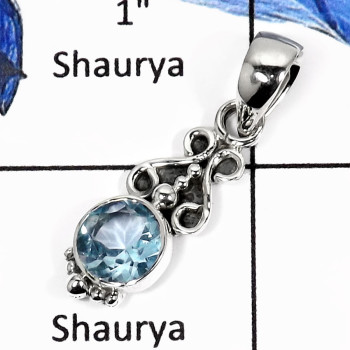 Blue Topaz A - SSP755-Natural Cut Gemstones Handmade Fashion Pendants 925 Sterling Silver Blue Topaz A - SSP755-Natural Cut Gemstones Handmade Fashion Pendants 925 Sterling Silver