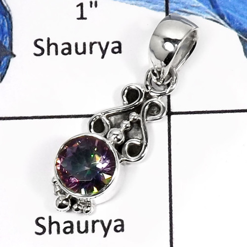 Mystic Quartz D - SSP755-Natural Cut Gemstones Handmade Fashion Pendants 925 Sterling Silver