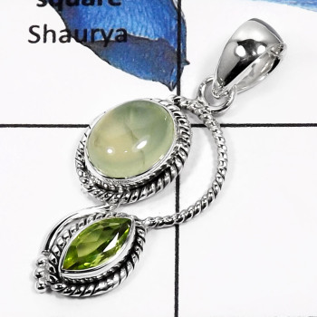 Phrynite Cab & Peridot A - SD419-Gorgeous Cab & Cut Handmade Designer Pendants 925 Sterling Silver Phrynite Cab & Peridot A - SD419-Gorgeous Cab & Cut Handmade Designer Pendants 925 Sterling Silver