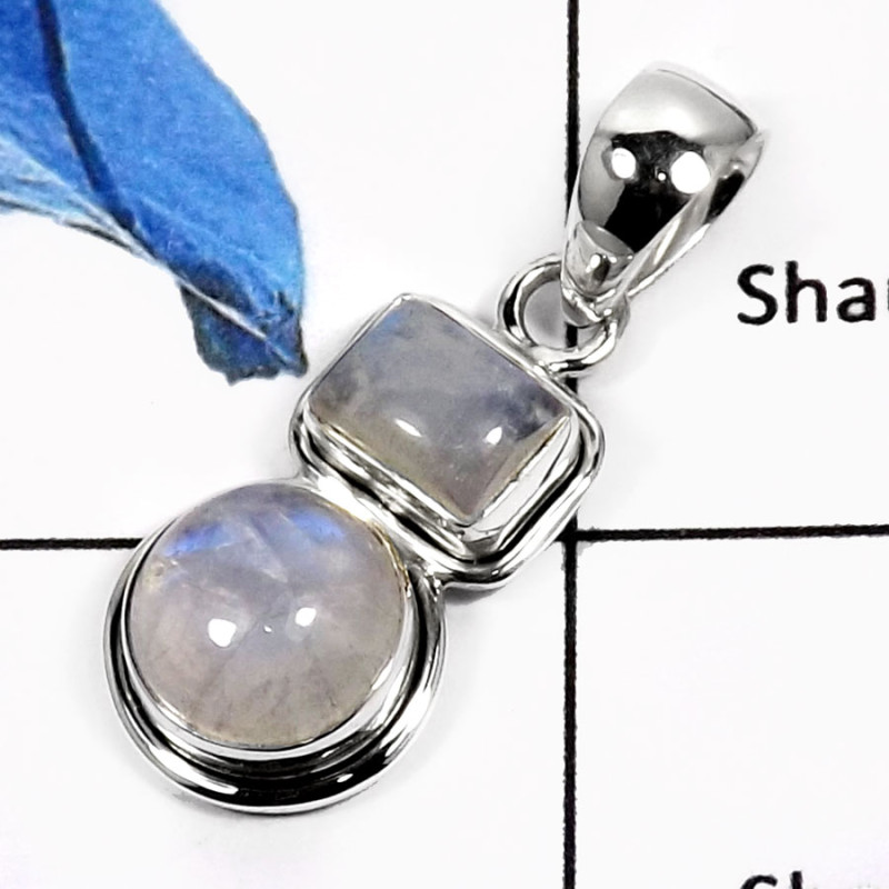 Rainbow Moonstone C - SD417-Stunning Cut & Cab Party Wear Pendants 925 Sterling Silver Rainbow Moonstone C - SD417-Stunning Cut & Cab Party Wear Pendants 925 Sterling Silver