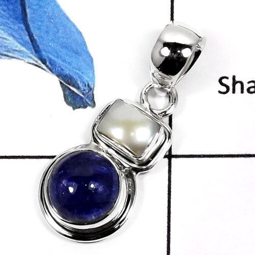 Tanzanite & Pearl D - SD417-Stunning Cut & Cab Party Wear Pendants 925 Sterling Silver