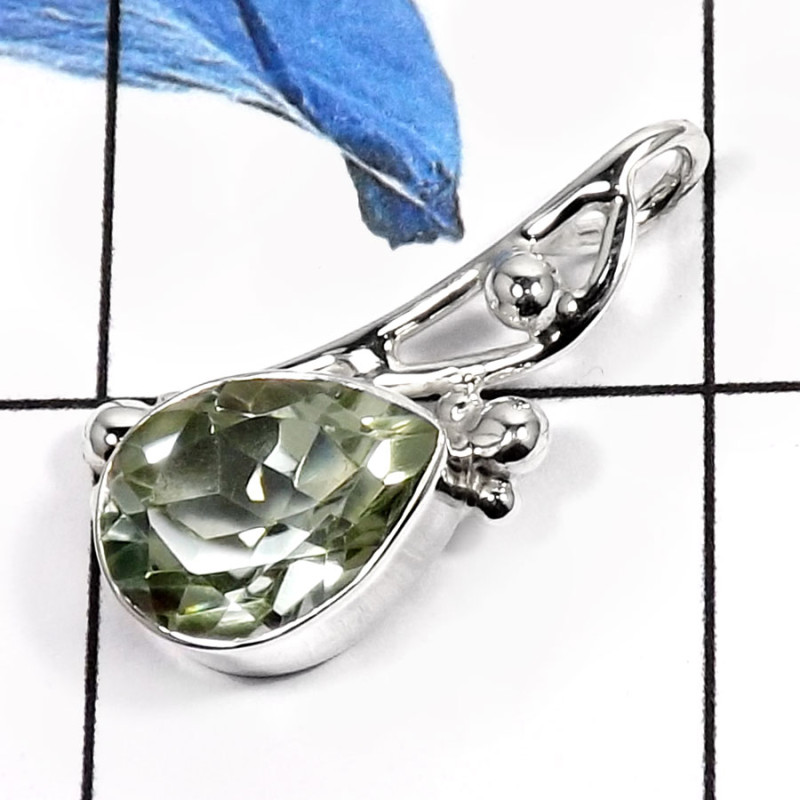 Green Amethyst D - SSP751-Classic Cut Gemstone Party Wear Designer Pendant 925 Sterling Silver