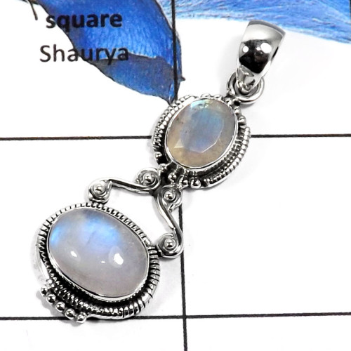 Rainbow Moonstone Cab & Cut C - SSP748-Stunning Cut & Cab Designer Wholesale Pendants 925 Sterling Silver Rainbow Moonstone Cab & Cut C - SSP748-Stunning Cut & Cab Designer Wholesale Pendants 925 Sterling Silver