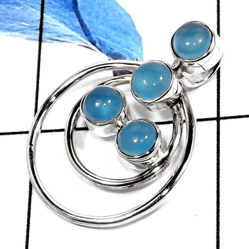 Blue Chalcedony O - SSP745-Latest New Design Handmade Wholesale Pendants 925 Sterling Silver Blue Chalcedony O - SSP745-Latest New Design Handmade Wholesale Pendants 925 Sterling Silver